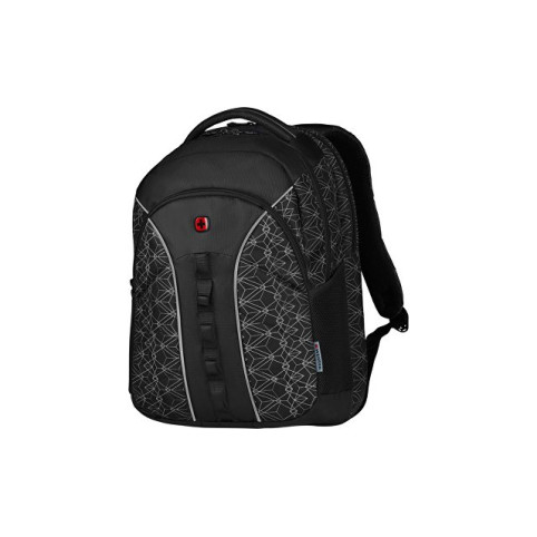 Рюкзак Sun WENGER 16, черный со светоотражающим принтом, полиэстер, 35x27x47 см, 27 л