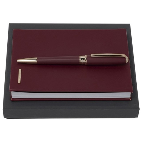 Подарочный набор Essential Lady Burgundy: блокнот А6, ручка шариковая. Hugo Boss Подарочный набор Essential Lady Burgundy: блокнот А6, ручка шариковая. Hugo Boss
