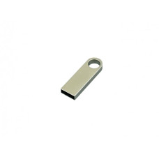 USB-флешка на 16 Гб с мини чипом, компактный дизайн с круглым отверстием., серебро
