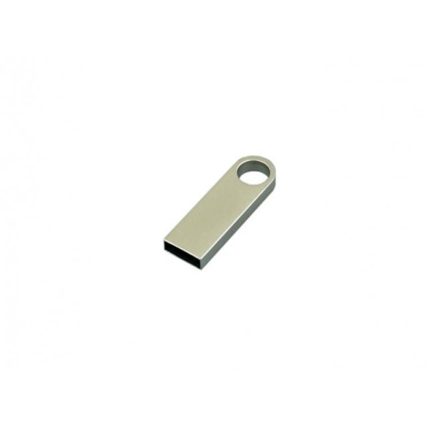 USB-флешка на 16 Гб с мини чипом, компактный дизайн с круглым отверстием., серебро