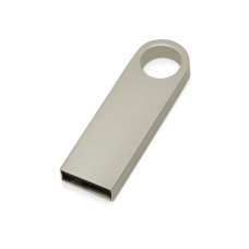 USB-флешка на 32 Гб с мини чипом, компактный дизайн с круглым отверстием., серебро